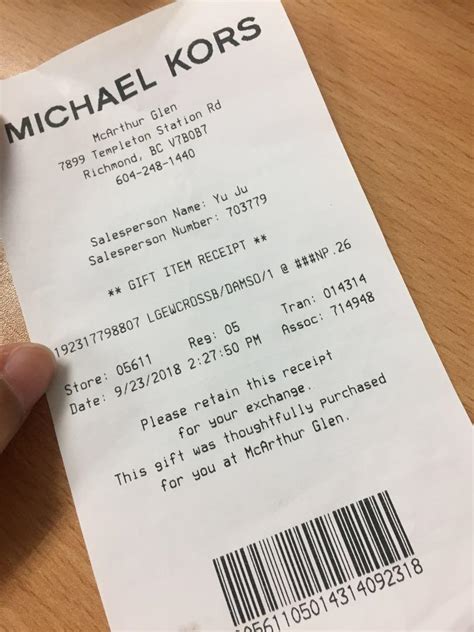 michael kors receipt